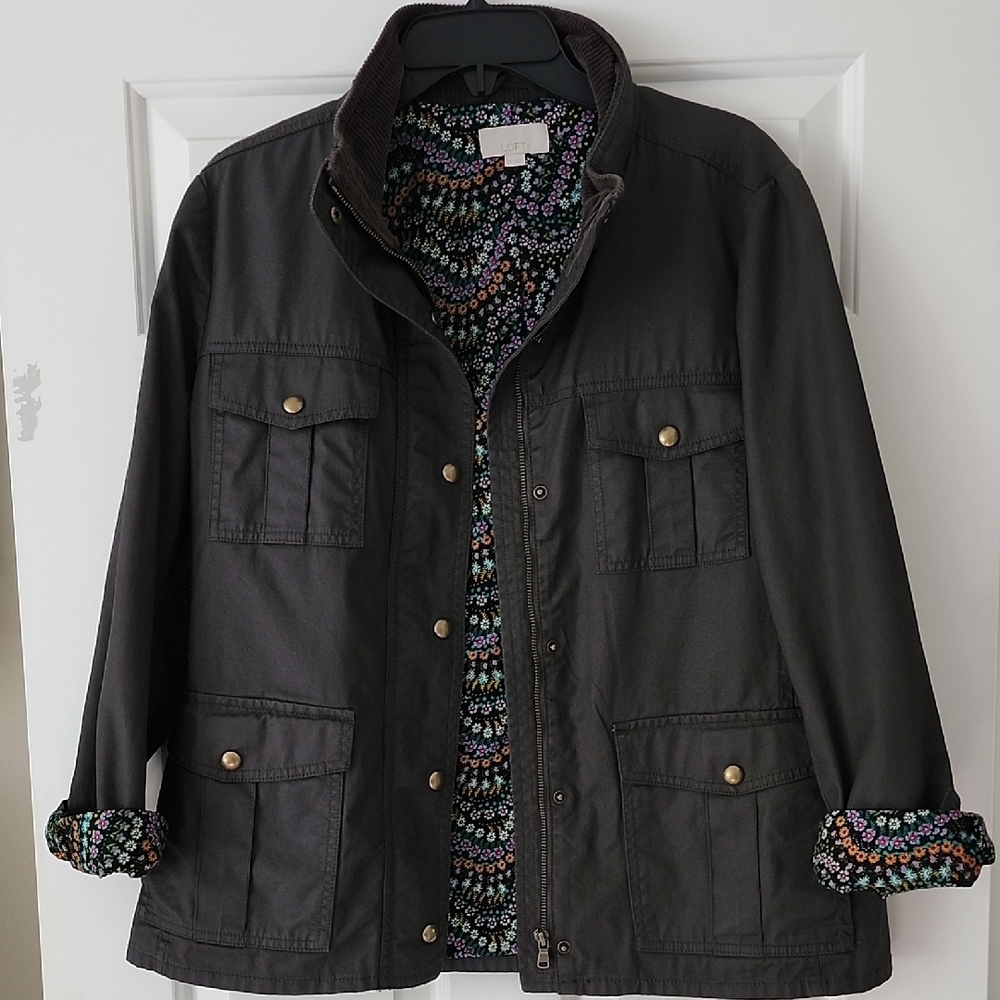 LOFT Black Jacket with Floral Lining